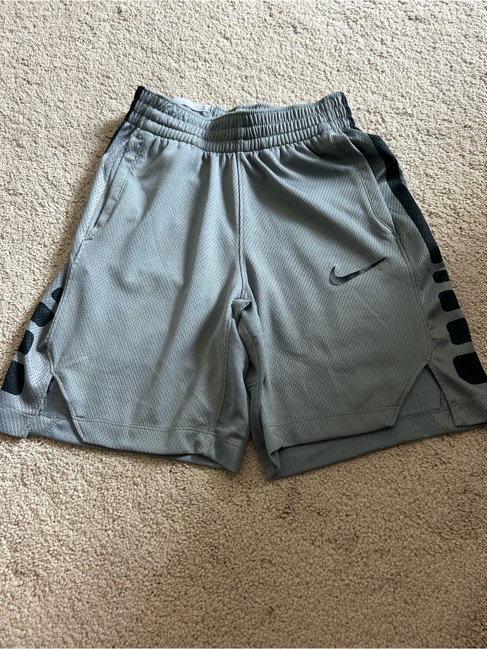 Nike Boys Dri-Fit Gray Athletic Shorts with Black Accents Sz. Small